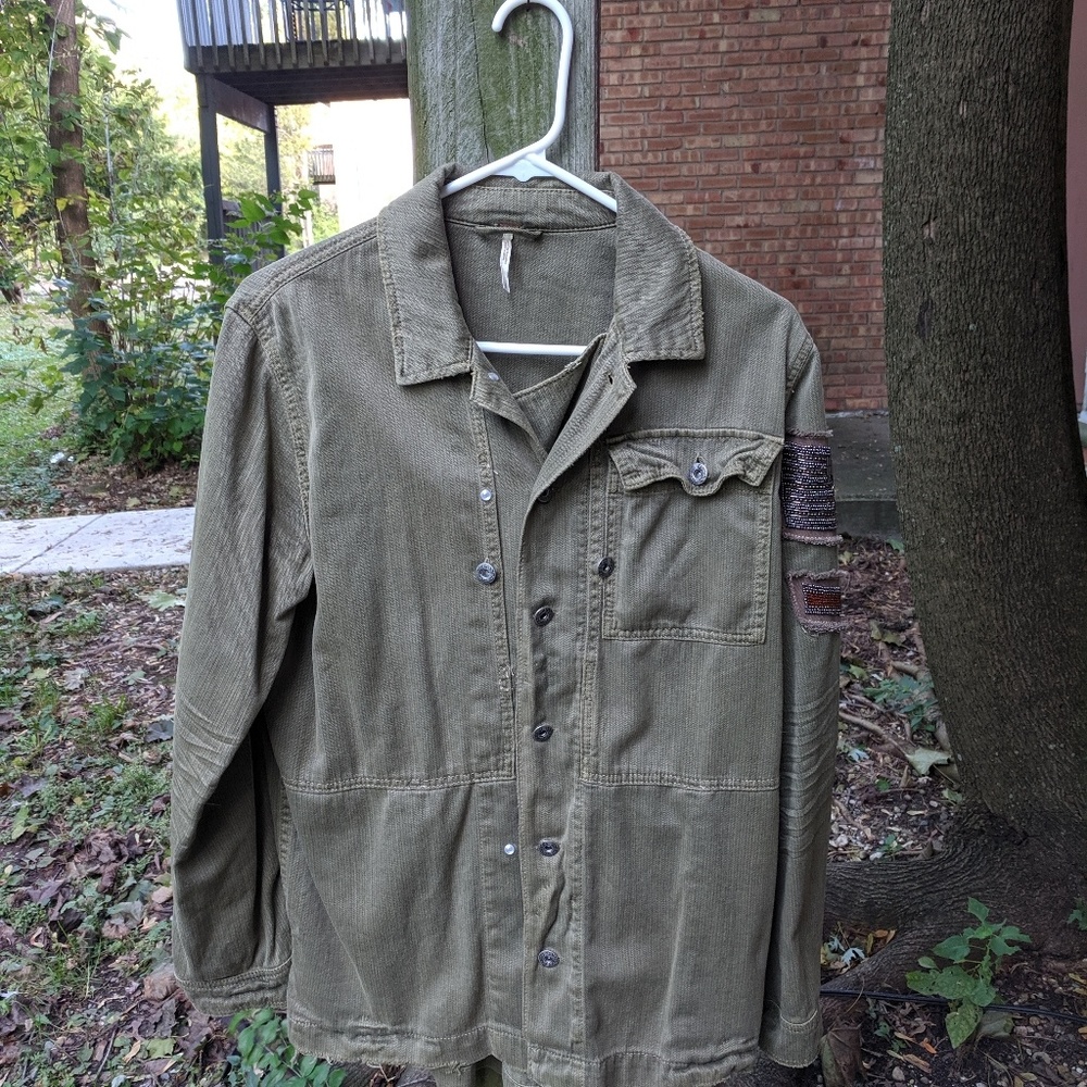 Free People Embellished Military Jacket